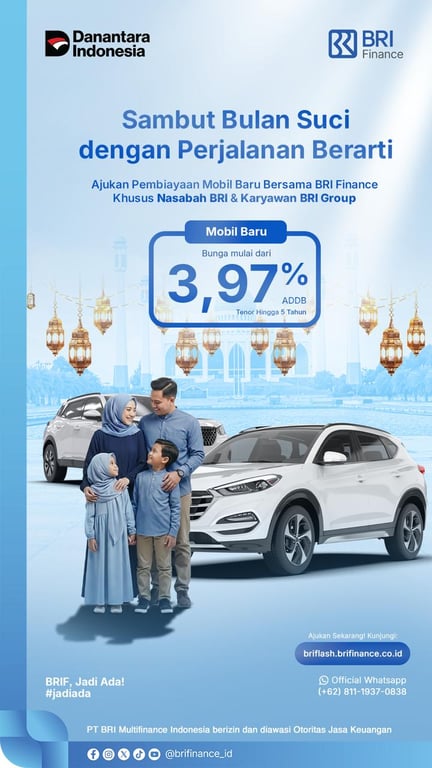 Sambut Bulan Suci Ramadhan, BRI Finance Tawarkan Pembiayaan Mobil Baru Mulai 3,97%