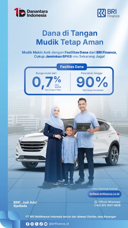 Mudik Tanpa Cemas Soal Biaya, BRI Finance Siapkan Fasilitas Dana Tunai Aman di Tangan