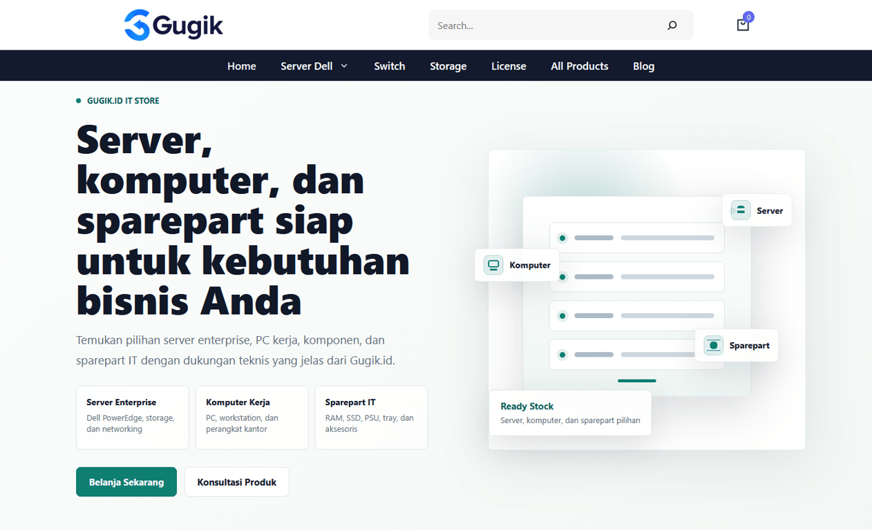 Gugik.id Menjadi Mitra Terpercaya Pengadaan Sparepart IT dan Server di Indonesia